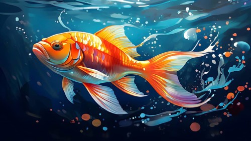 Illustration inspired by the fluid dynamics of a streamlined fish, AI generated