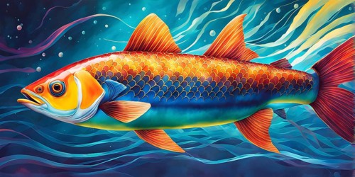 Illustration inspired by the fluid dynamics of a streamlined fish, AI generated
