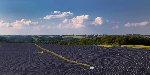 Large ground-mounted photovoltaic system, solar park in the Southern Eifel nature park Park,