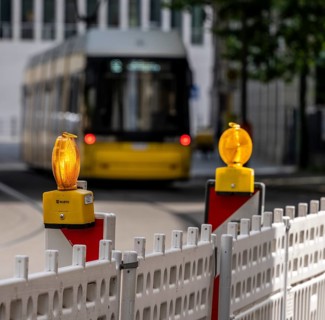Roadworks and barriers, Oranienburger Straße, Berlin-Mitte, Germany, Europe
