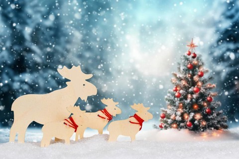 Christmas card Christmas card with reindeer moose and textfreiraum Copyspace in Stuttgart, Germany,