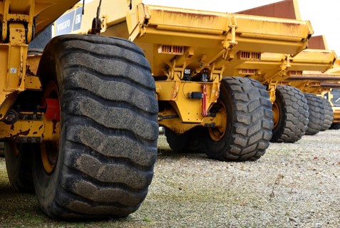 Car tyres from a dump truck