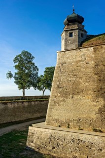 Guardhouse on fortress rampart, fortress wall with moat, bastion main guard, Wülzburg fortress,