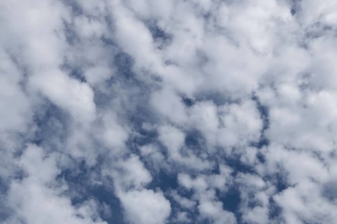Altostratus white clouds in a blue sky, England, United Kingdom, Europe