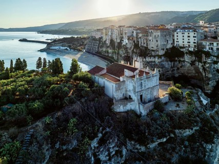 Tropea from a drone, Tyrrhenian Sea, Calabria, Italy, Europe