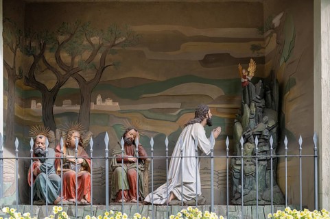 Historical depiction of Jesus on the Mount of Olives, Heilig-Kreuz-Münster, Rottweil,