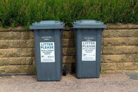 East Suffolk Council litter bins, Felixstowe, Suffolk, England, UK