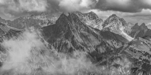 Mountain panorama from Fellhorn, 2038m, to Höfats, 2259m, Allgäu Alps, Allgäu, Bavaria, Germany,