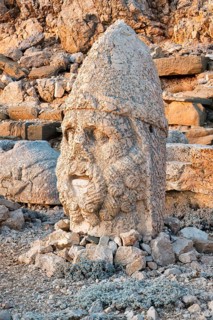 Herakles statue near the Commagene King Antiochus I tomb on the top of Mount Nemrut, Adiyaman