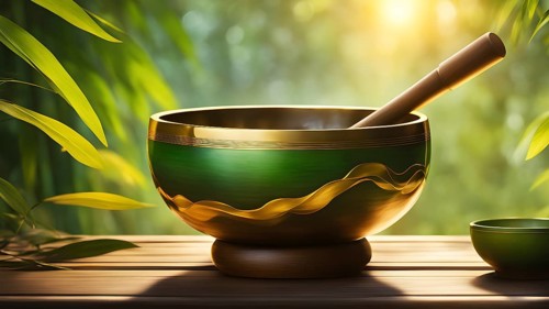 Tibetan singing bowl as Symbolic images for relaxation, AI generated