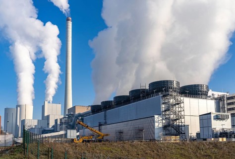 The STEAG combined heat and power plant in Herne-Baukau, hard coal-fired power plant, in front the