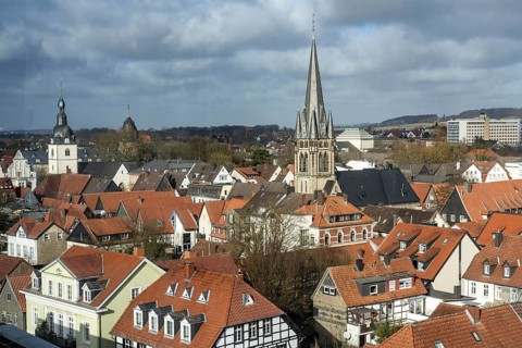 View over the city centre, old town of Detmold in Ostwestfalen Lippe, North Rhine-Westphalia,