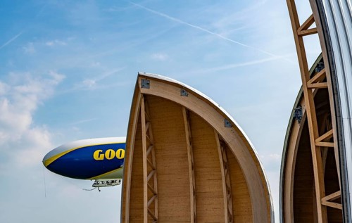 The Zeppelin NT, newly stationed at Essen/Mülheim Airport, undertakes sightseeing flights over the