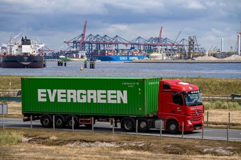 The seaport of Rotterdam, Netherlands, deep-sea port Maasvlakte 2, on a man-made land area off the