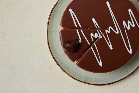 Bird's milk cake, top view, breakfast, love, chocolate heart