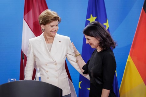 Annalena Bärbock (Alliance 90/The Greens), Federal Foreign Minister, at a joint press conference