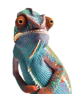 Beautiful chameleon isolated on a white background, AI generated