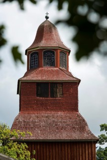 Tower of an old Swedish wooden church, church tower, old, wooden shingles, building, historical,