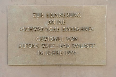 Durlesbach railway station, opened in 1849 and former station closed in 1984, railway memorial,