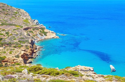 Agali bay, top view, Agali, Folegandros Island, Cyclades Islands, Greece, Europe