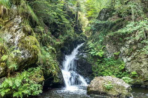 Small Ravenna Falls waterfall in the Ravenna Gorge near Breitnau, Black Forest, Baden-Württemberg,