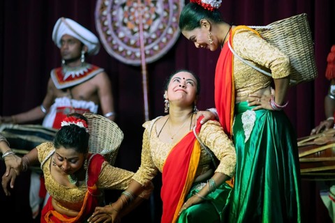Sri Lankan dancers performing a traditional dance, Young Men's Buddhist Association, Kandy, Central