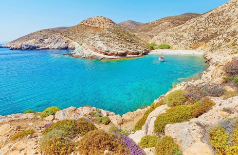 View of Livadaki bay, Folegandros Island, Cyclades Islands, Greece, Europe