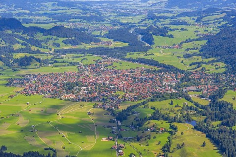 Panorama from Himmelschrofen, 1790m, on Oberstdorf, Allgäu Alps, Oberallgäu, Allgäu, Bavaria,