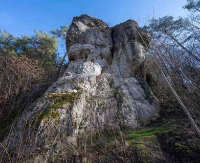 Climbing crags in Franconian Switzerland, Thuisbrunn, Upper Franconia, Bavaria, Germany, Europe