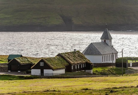 Church of Vidareidi, Vidoy Island, Viðareiði, Viðoy Island, Faroe Islands, Denmark, Europe