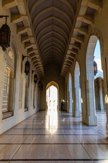 Arcades in the Sultan Qaboos Mosque, Muscat, Arabian Peninsula, Sultanate of Oman