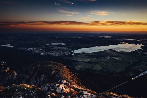 Sunrise hiking tour on the Säuling in the Allgäu in Bavaria, Germany, Europe