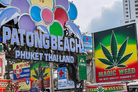 Legalisation of narcotics in Thailand. Cannabis is offered for sale in many places. Bangla Walking
