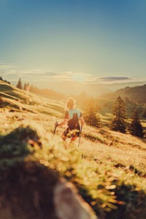 Summer trail running and hiking in the Alps on the Riedberg Pass between Obermaiselstein and