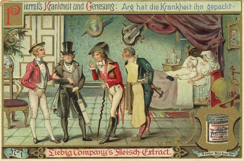 Series Cure of Pierrot by Liebig Meat Extract, Pierrot's illness and recovery, arg hat die