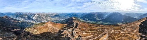 Mountain ridge of the Venet, mountain panorama of the Parzinn group of the Lechtal Alps, Venet