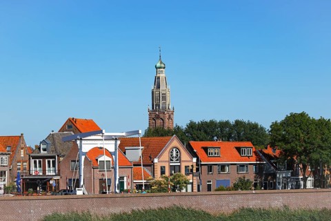 Town view of Enkhuizen with tower of the Zuiderkerk church, Enkhuizen, North Holland, West