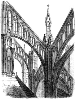 Large-scale buttresses of the Gothic cathedral of Amiens, Notre Dame d'Amiens, France, historical