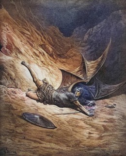 Illustration by Gustave Dore (1832-1883) for Paradise Lost, published in 1667, is an epic poem in