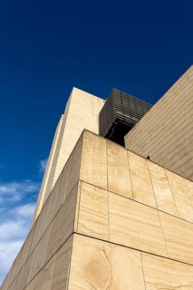 Modern Design Building Against Blue Clear Sky in Campione d'Italia, Lombardy, Italy, Europe