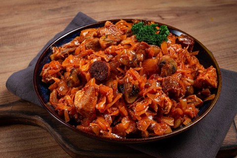 Bigos, bigus is a national Polish dish, made of cabbage and meat, stewed, homemade, no people