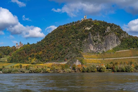 Drachenfels, a mountain in the Siebengebirge on the Rhine between Bad Honnef and Königswinter, with
