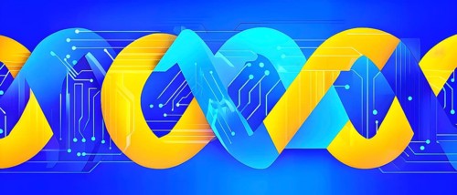Looping animation of interlocking geometric shapes that morph into circuits, symbolizing AI logic