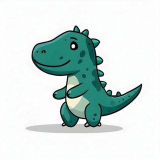 Simple cartoon dinosaur with a white background, abstract illustration, AI generated