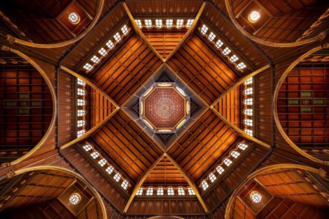 Interior view, wooden ceiling vault, Basílica de Nuestra Señora de Los Ángeles, Cartago, Costa
