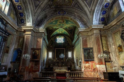Parish church of Sant'Anna, 1747-1753, interior view, mountain village of Rasa, Centovalli, Canton