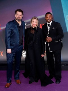 Seth Gordon, Cameron Diaz and Jamie Foxx at a special screening of Back in Action at the Zoo Palast