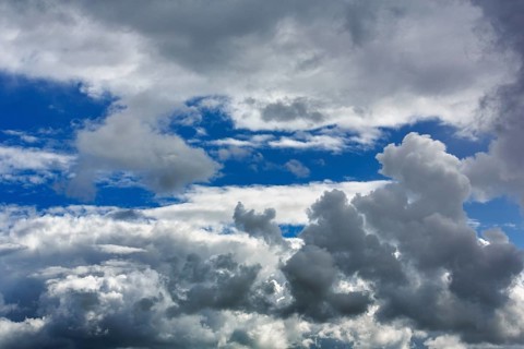 Cumulus clouds in blue sky, full-frame, Dingle Bay, Dingle Peninsula, County Kerry, Slea Head