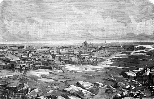 Cityscape of Yakutsk on the Lena River in Far East Russia, capital of the Republic of Sakha or