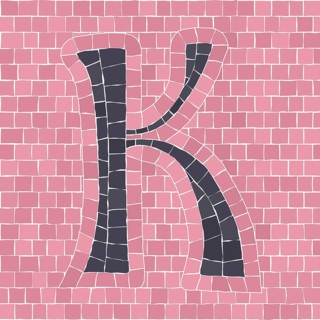 Mosaic tiles letter K. EPS 10 editable flat design vector seamless horizontal pattern